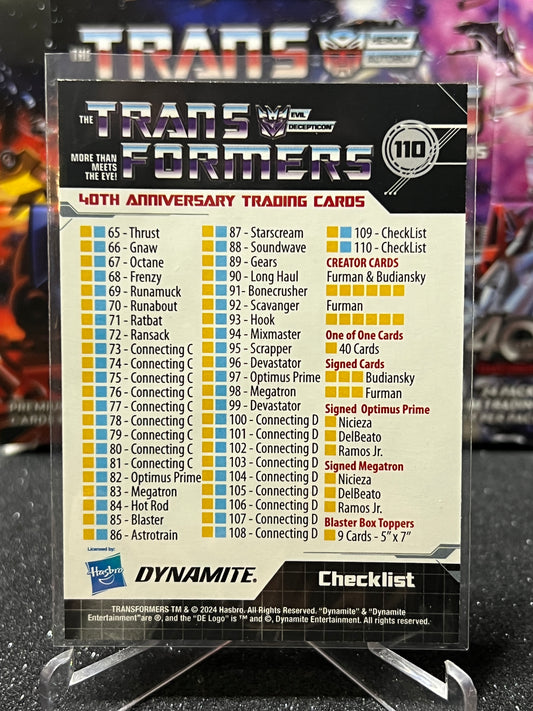 2024 TRANSFORMERS 40th ANNIVERSARY CHECKLIST # 110 NON-FOIL TRADING CARD
