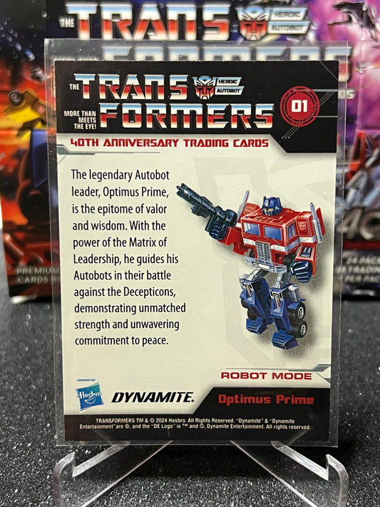 2024 TRANSFORMERS 40th ANNIVERSARY OPTIMUS PRIME # 01 NON-FOIL TRADING CARD
