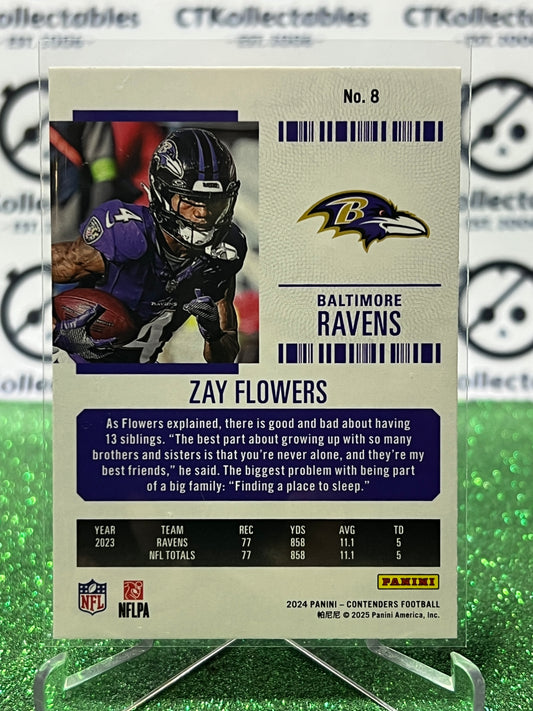 2024 PANINI CONTENDERS ZAY FLOWERS # 8 RED BALTIMORE RAVENS NFL GRIDIRON CARD
