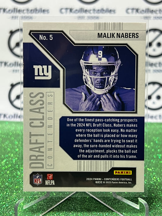 2024 PANINI CONTENDERS MALIK NABERS # 5 RC DRAFT CLASS NEW YORK GIANTS NFL GRIDIRON CARD