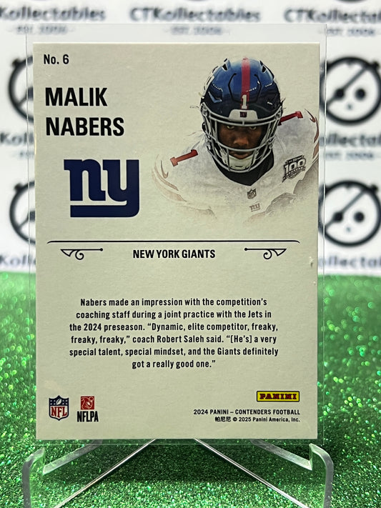 2024 PANINI CONTENDERS MALIK NABERS # 6 ROOKIE STALLIONS RED NEW YORK GIANTS NFL GRIDIRON CARD