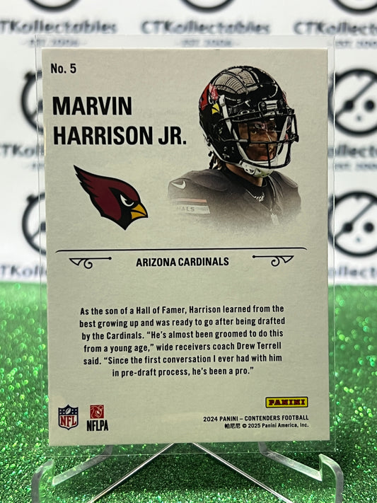 2024 PANINI CONTENDERS MARVIN HARRISON JR. # 5 ROOKIE STALLIONS ARIZONA CARDINALS NFL GRIDIRON CARD