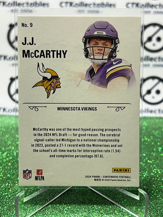 2024 PANINI CONTENDERS J.J. McCARTHY # 9 ROOKIE STALLIONS MINNESOTA VIKINGS NFL GRIDIRON CARD