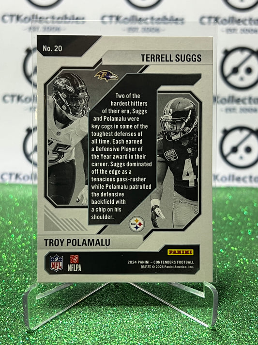2024 PANINI CONTENDERS TERRELL SUGGS RAVENS / TROY POLAMALU STEELERS # 20 DRAFT CLASS NFL GRIDIRON CARD