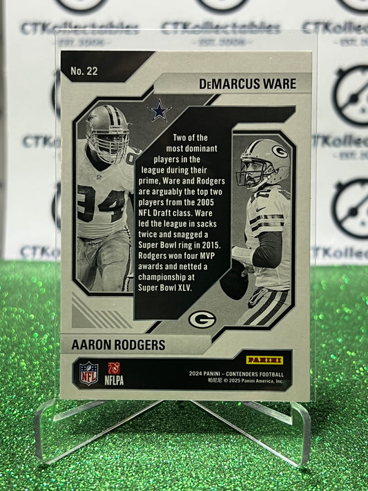 2024 PANINI CONTENDERS DEMARCUS WARE COWBYS / AARON RODGERS PACKERS # 22 DRAFT CLASS NFL GRIDIRON CARD