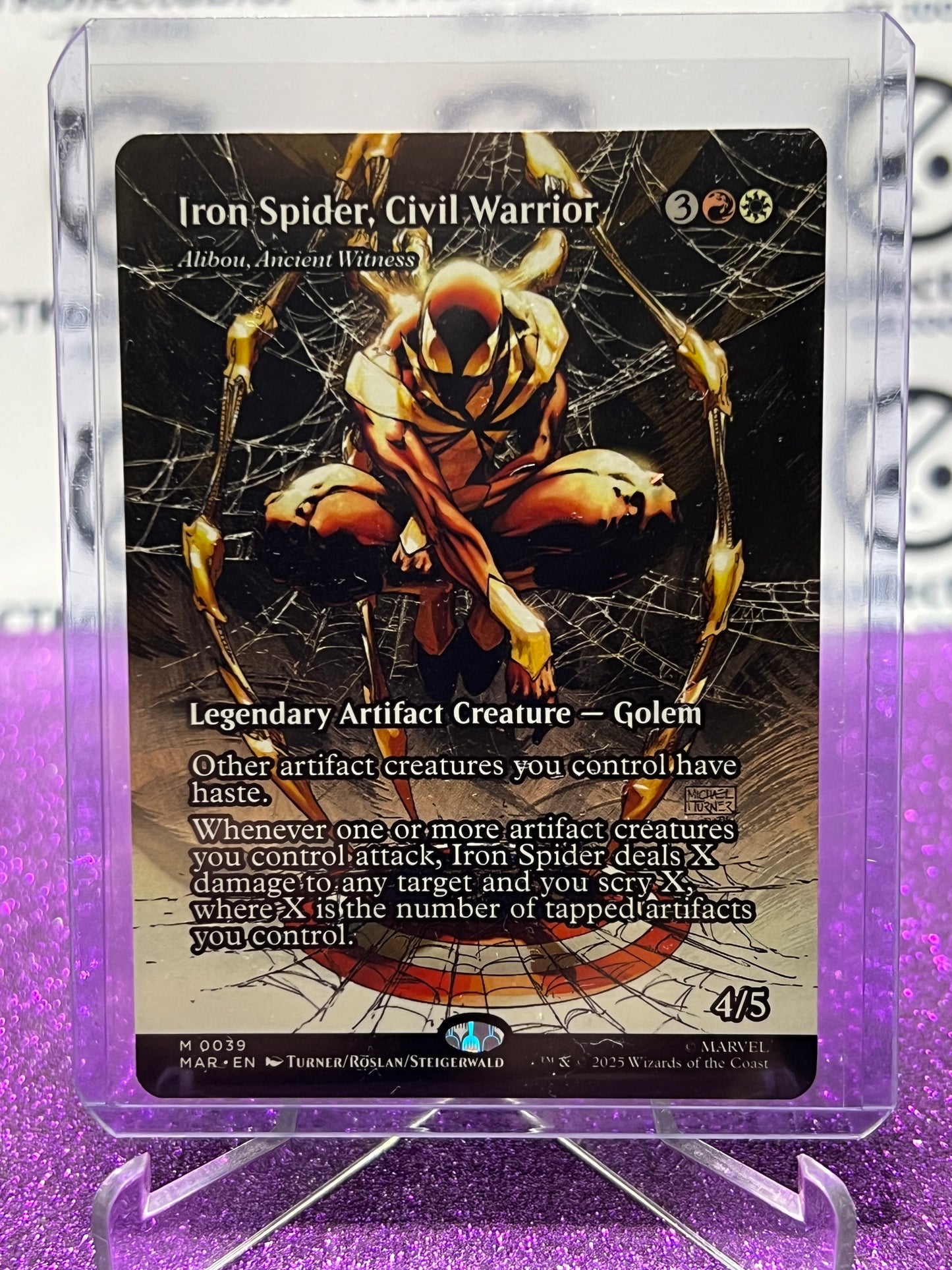 2025 MAGIC THE GATHERING SPIDER-MAN IRON SPIDER, CIVIL WARRIOR # M 0039 MYSTIC NON-FOIL LEGENDARY ARTIFACT CREATURE CARD