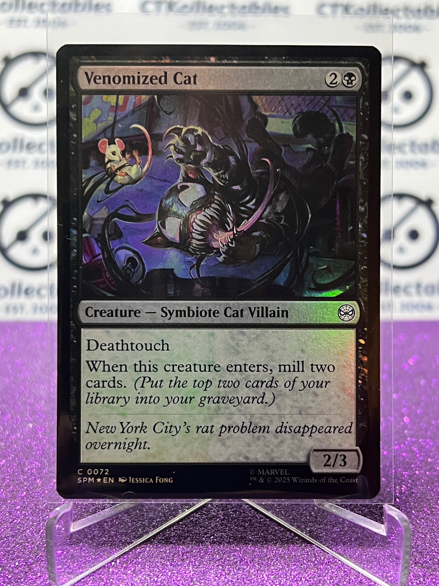 2025 MAGIC THE GATHERING SPIDER-MAN VENOMIZED CAT # C 0072 COMMON FOIL CREATURE CARD