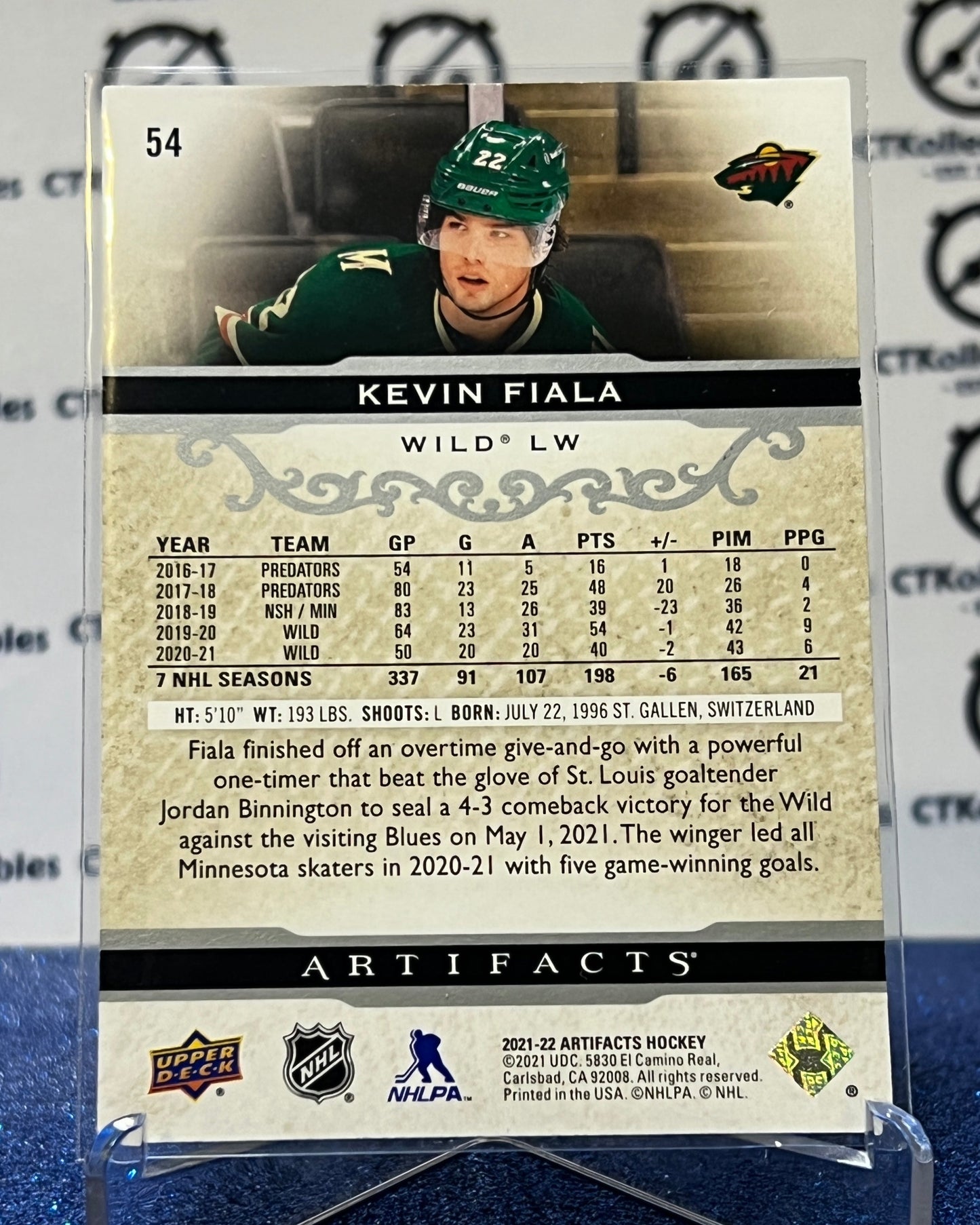 2021-22 UPPER DECK ARTIFACTS KEVIN FIALA # 54 SILVER MINNESOTA WILD NHL HOCKEY CARD