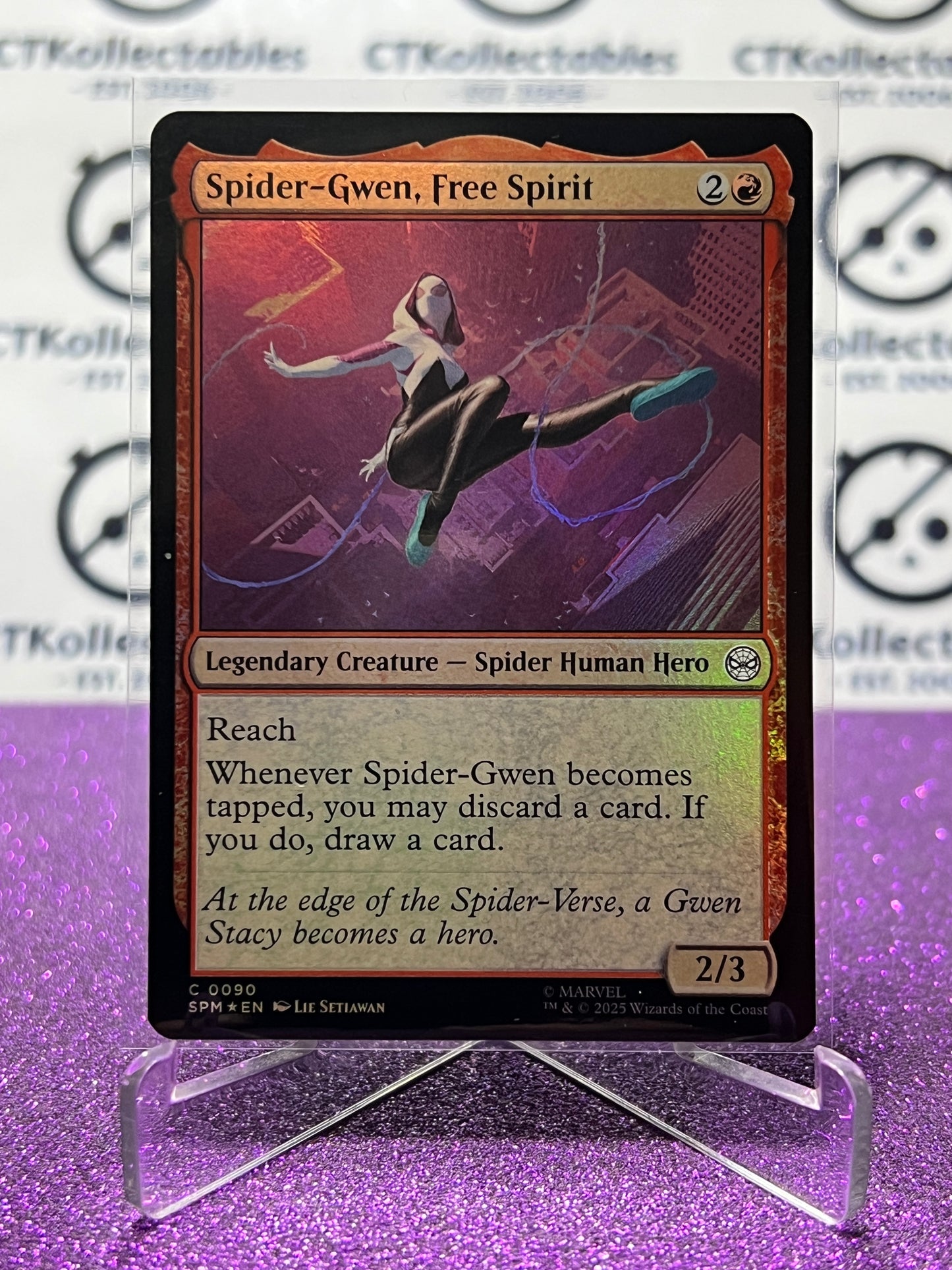 2025 MAGIC THE GATHERING SPIDER-MAN SPIDER-GWEN, FREE SPIRIT # C 0090 COMMON FOIL LEGENDARY CREATURE CARD