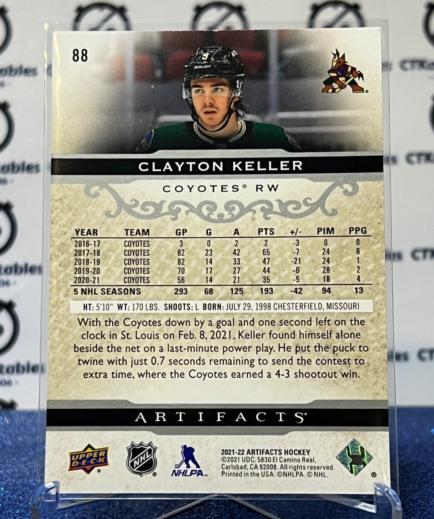 2021-22 UPPER DECK ARTIFACTS CLAYTON KELLER # 88 BASE SILVER ARIZONA COYOTES NHL HOCKEY CARD
