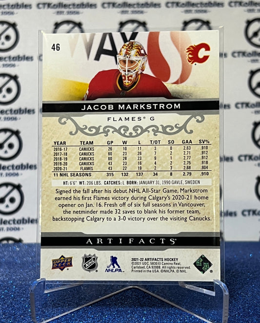 2021-22 UPPER DECK ARTIFACTS JACOB MARKSTROM # 46 GOALTENDER HOCKEY NHL CALGARY FLAMES CARD