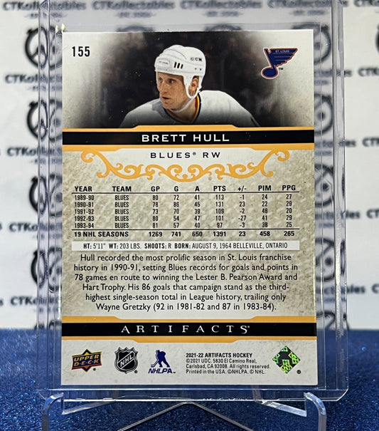 2021-22 UPPER DECK ARTIFACTS BRETT HULL # 155 BRONZE /75 ST. LOUIS BLUES HOCKEY CARD