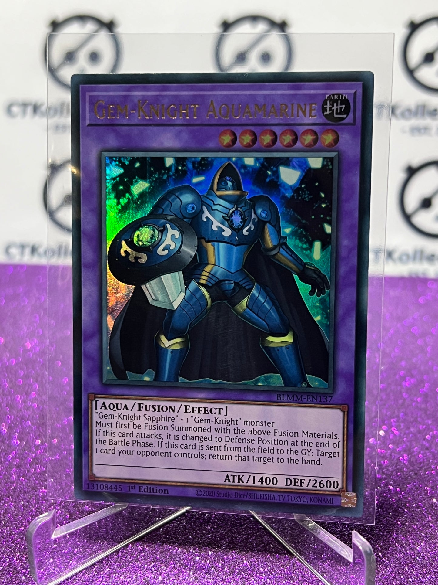 YU-GI-OH! BATTLES OF LEGEND MONSTER MAYHEM GEM-KNIGHT AQUAMARINE # BLMM-EN137 1ST EDITION CARD