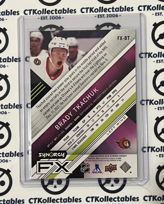 2021-22 UPPER DECK SYNERGY BRADY TKACHUK # FX-BT /749 OTTAWA SENATORS HOCKEY CARD