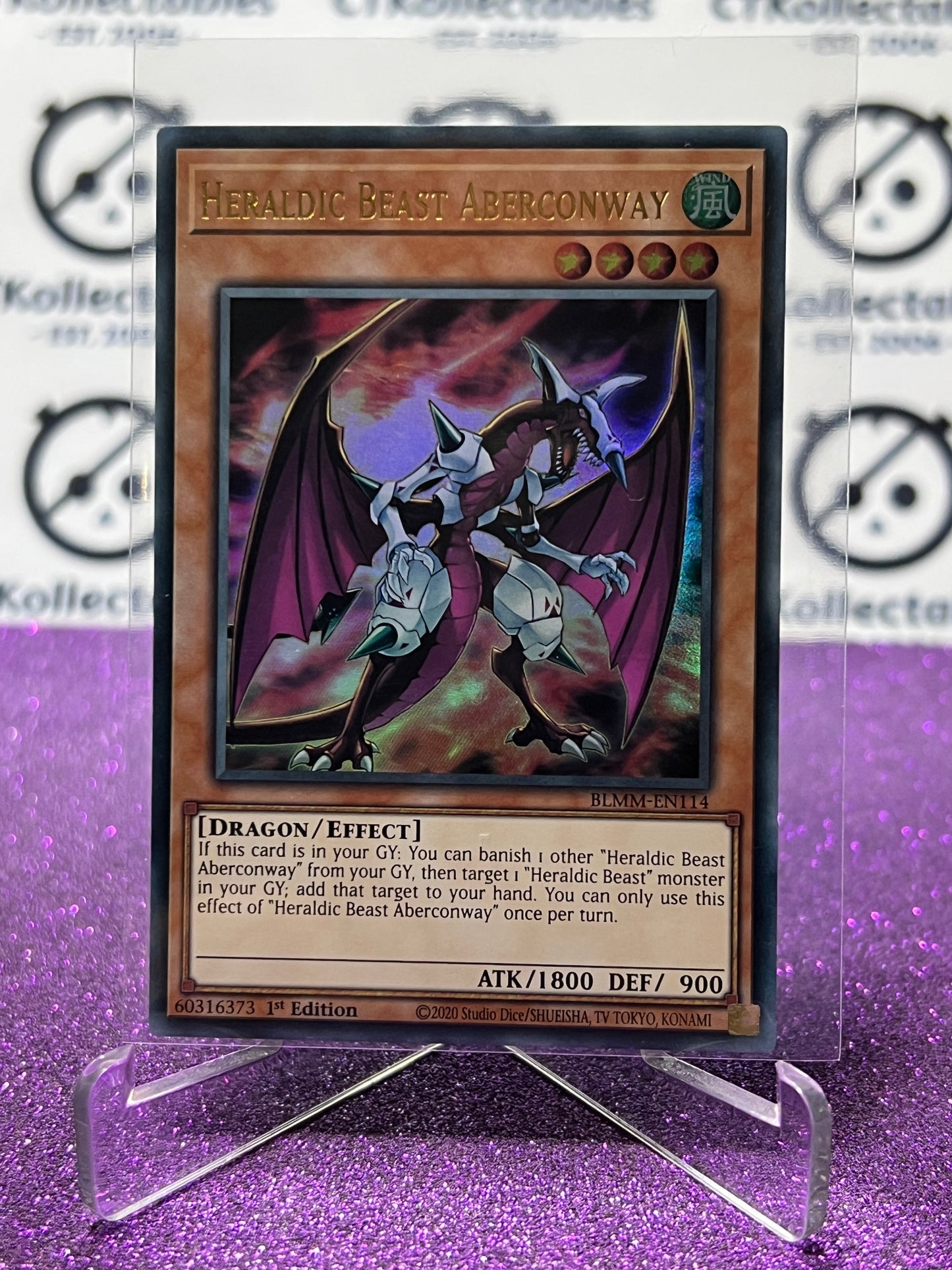 YU-GI-OH! BATTLES OF LEGEND MONSTER MAYHEM HERALDIC BEAST ABERCONWAY # BLMM-EN114 1ST EDITION CARD