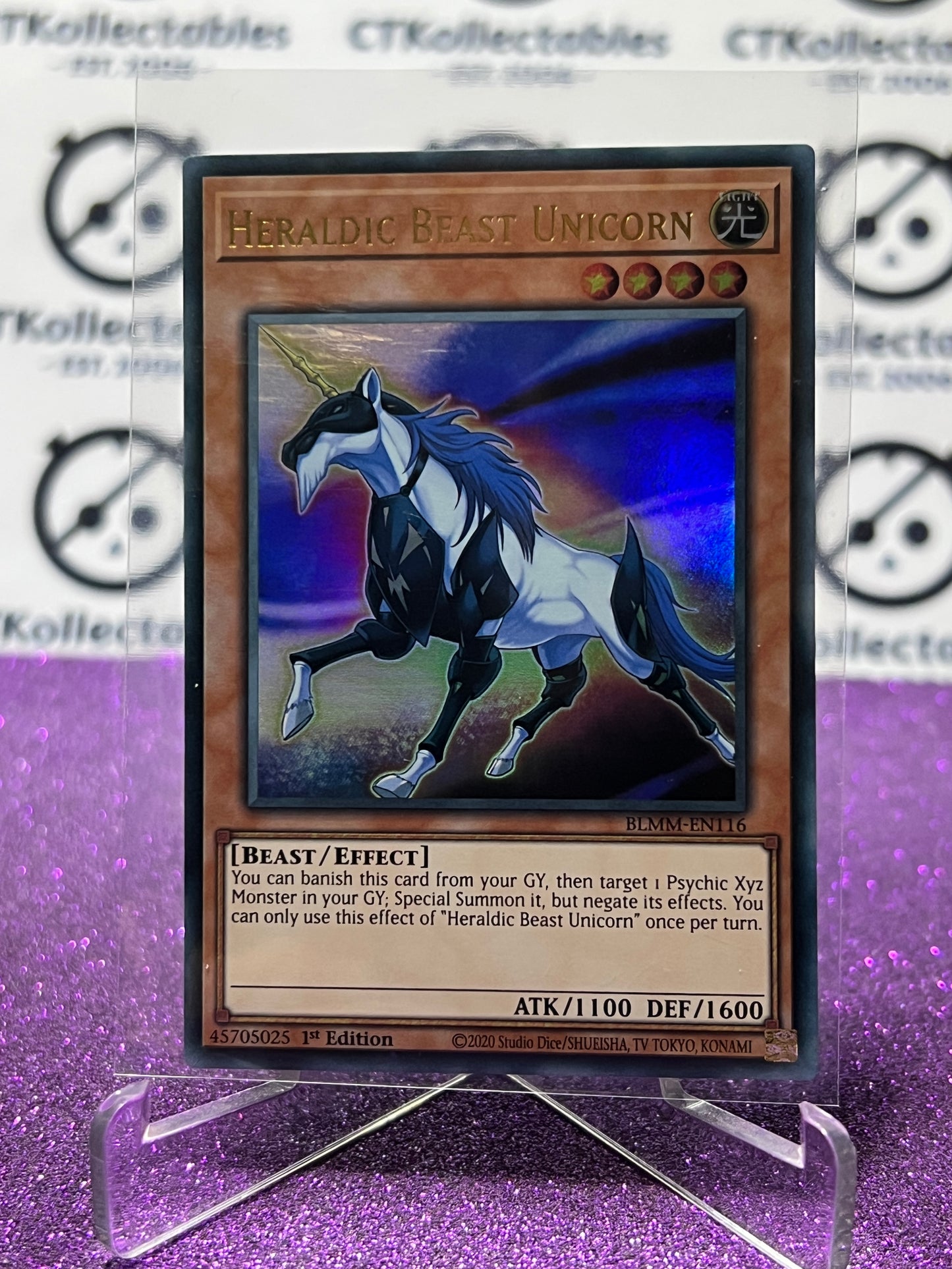 YU-GI-OH! BATTLES OF LEGEND MONSTER MAYHEM HERALDIC BEAST UNICORN # BLMM-EN116 1ST EDITION CARD