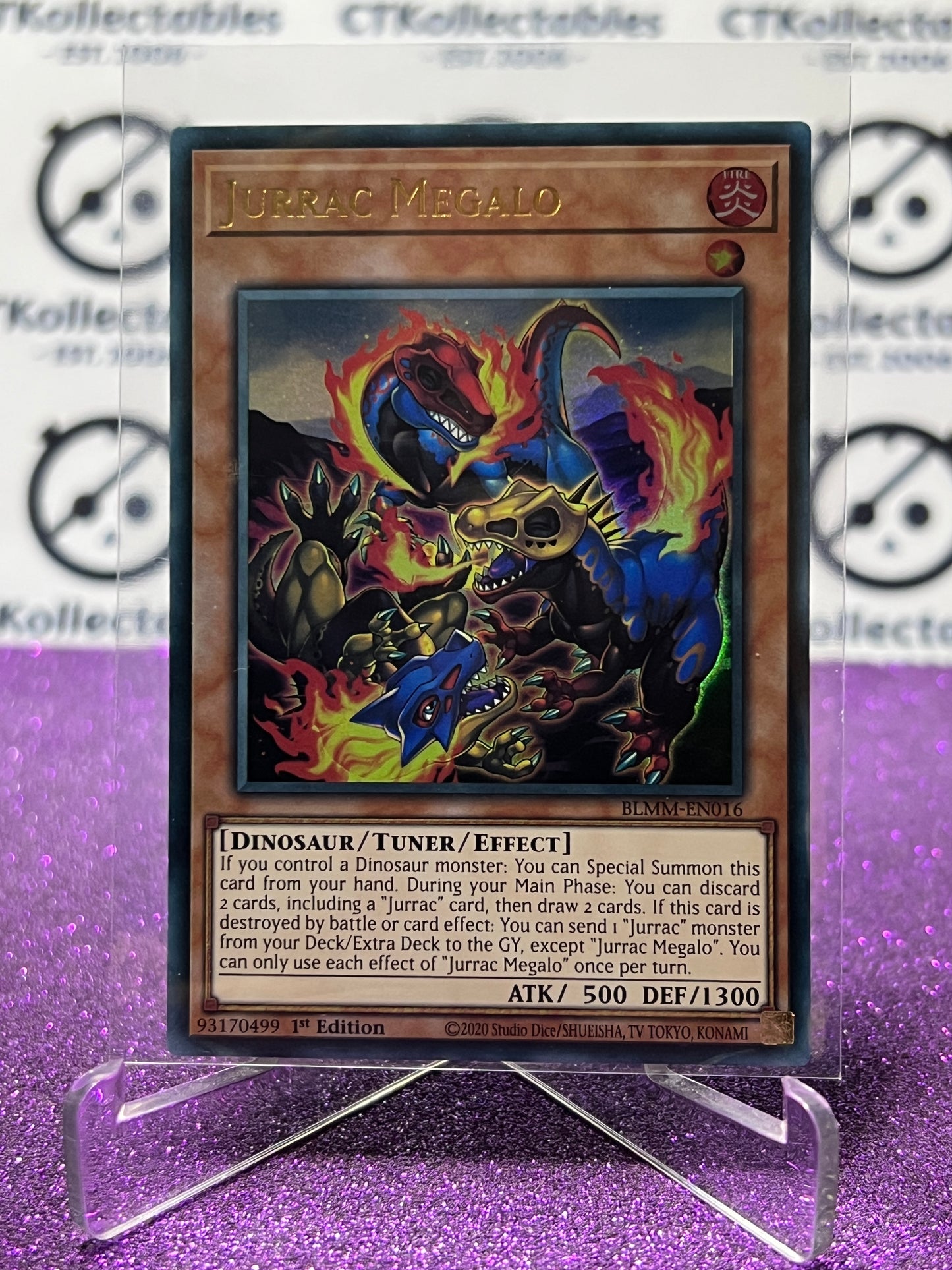 YU-GI-OH! BATTLES OF LEGEND MONSTER MAYHEM JURRAC MEGALO # BLMM-EN016 1ST EDITION CARD