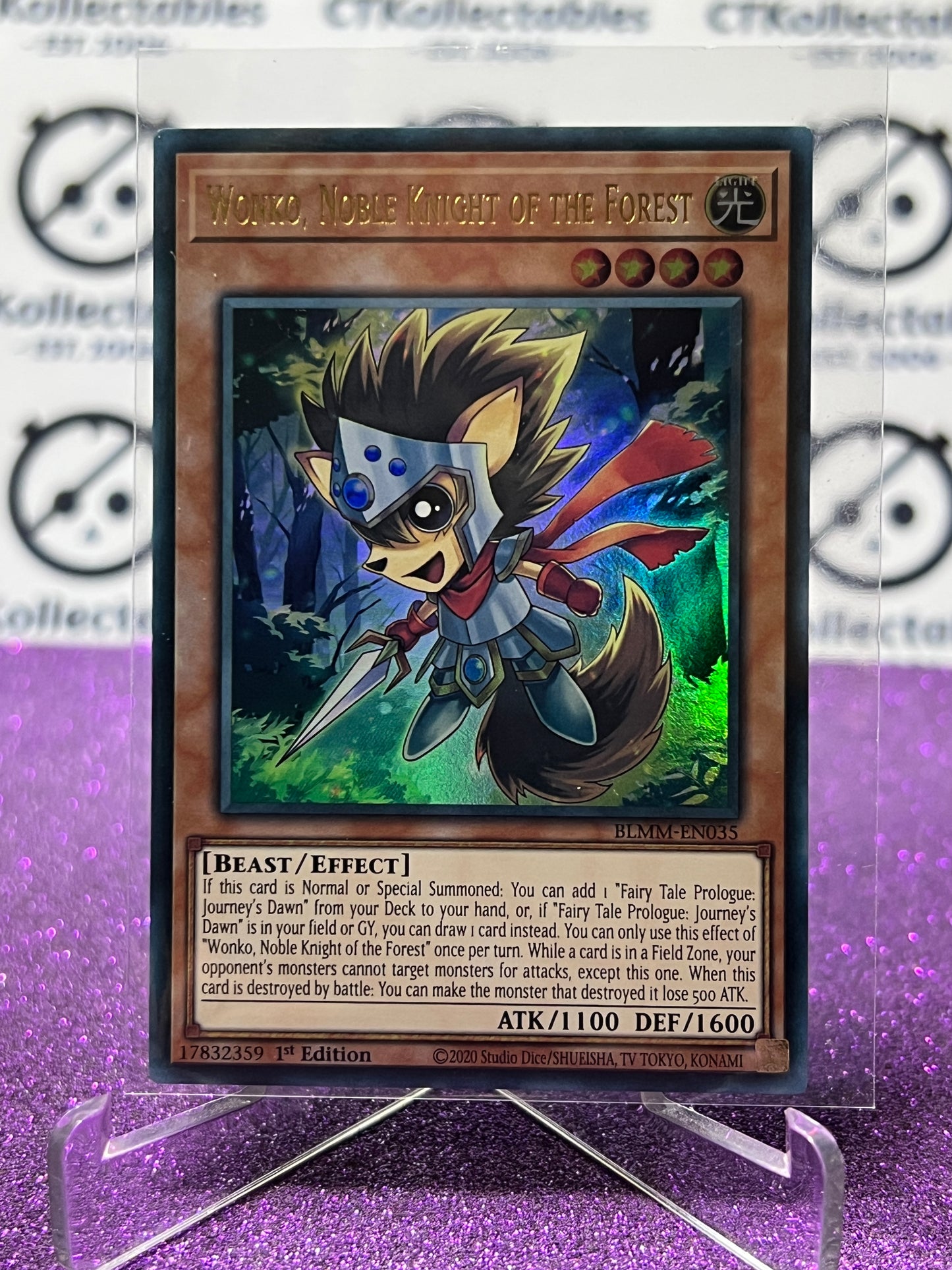 YU-GI-OH! BATTLES OF LEGEND MONSTER MAYHEM WONKO, NOBLE KNIGHT OF THE FOREST # BLMM-EN035 1ST EDITION CARD