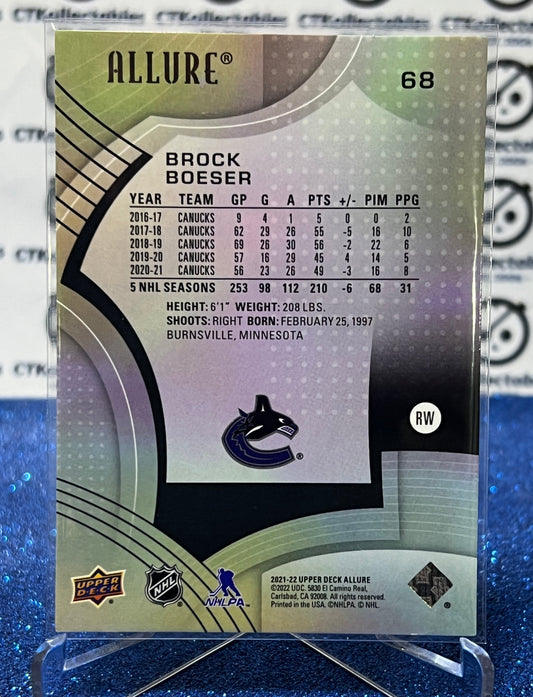 2021-22 UPPER DECK ALLURE BROCK BOESER # 68 VANCOUVER CANUCKS NHL HOCKEY TRADING CARD