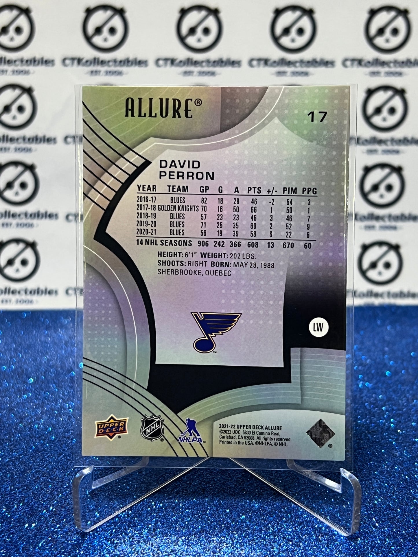2021-22 UPPER DECK ALLURE DAVID PERRON # 17 ST. LOUIS BLUES HOCKEY CARD