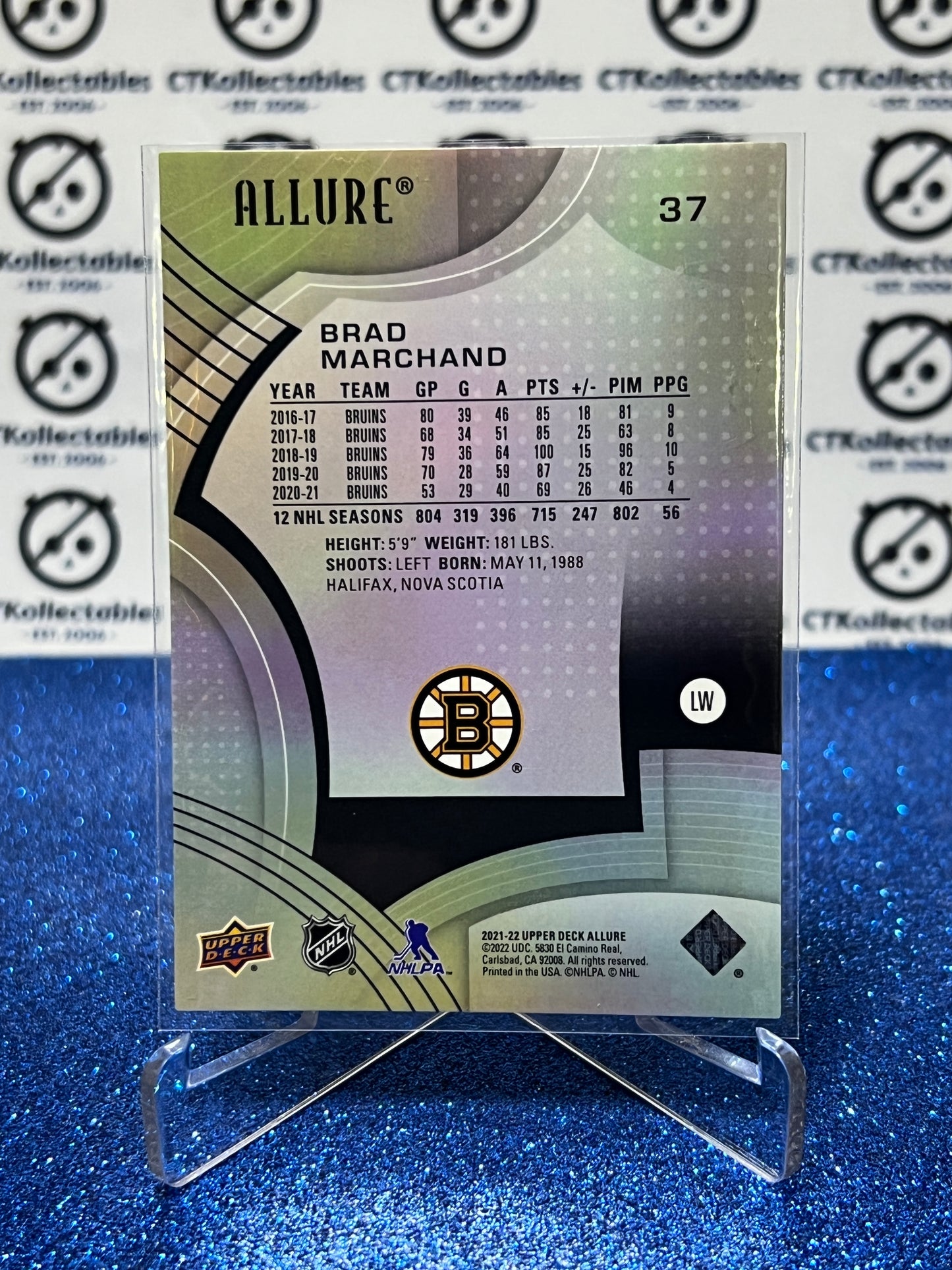 2021-22 UPPER DECK ALLURE BRAD MARCHAND # 37 BOSTON BRUINS HOCKEY CARD