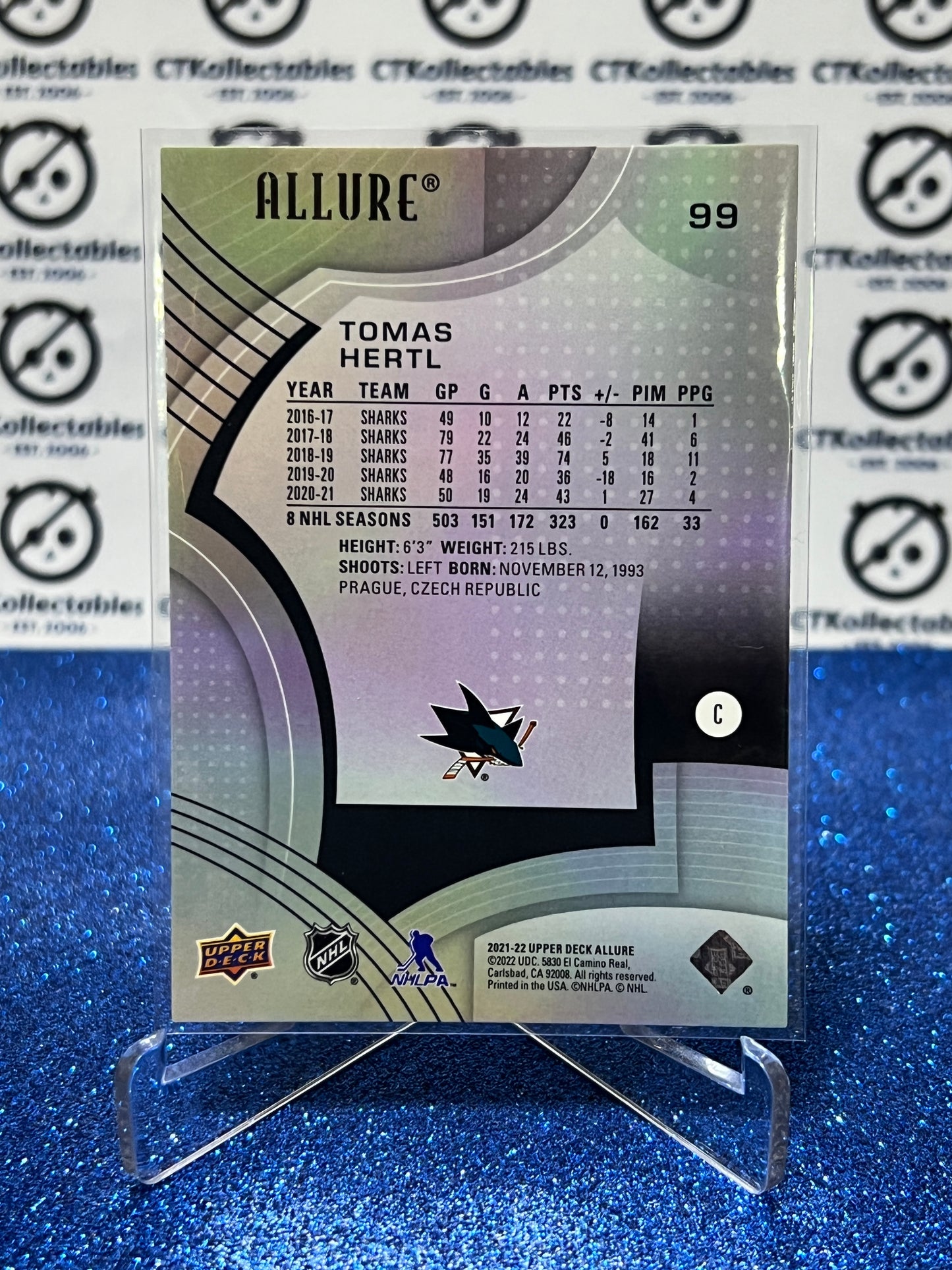 2021-22 UPPER DECK ALLURE TOMAS HERTL # 99 SAN JOSE SHARKS HOCKEY CARD