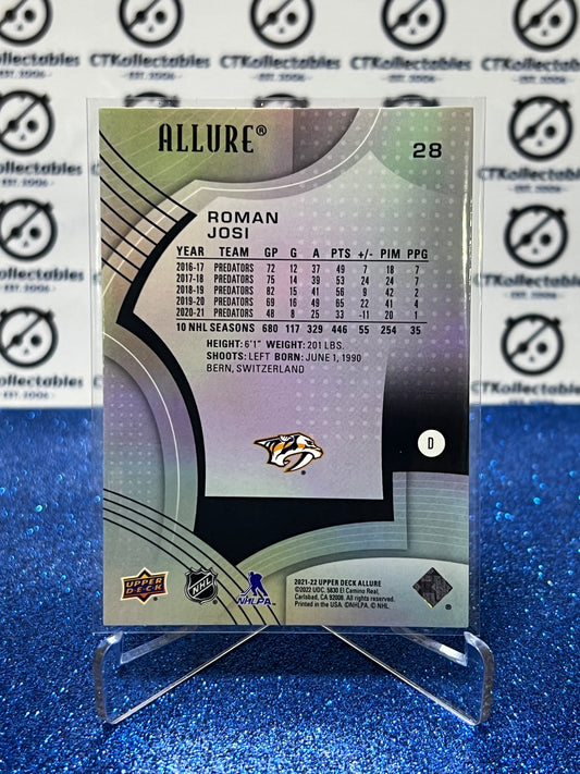 2021-22 UPPER DECK ALLURE ROMAN JOSI # 28 NASHVILLE PREDATORS NHL HOCKEY TRADING CARD