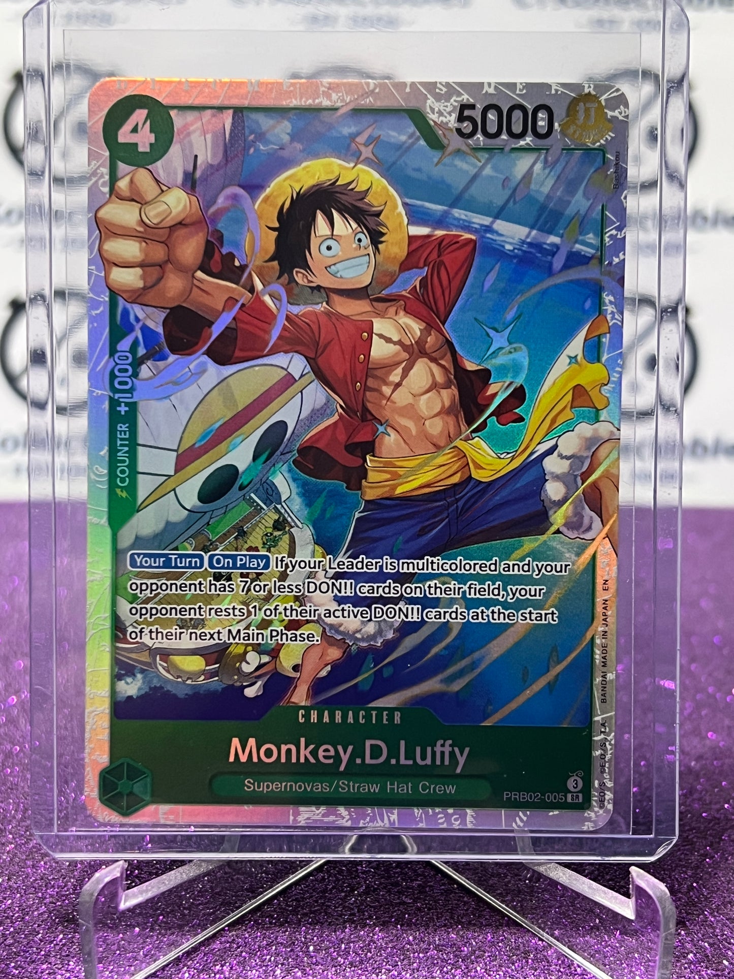 2025 ONE PIECE THE BEST V2 MONKEY.D.LUFFY # PRB02-005 SR FOIL ENGLISH TRADING GAME CARD