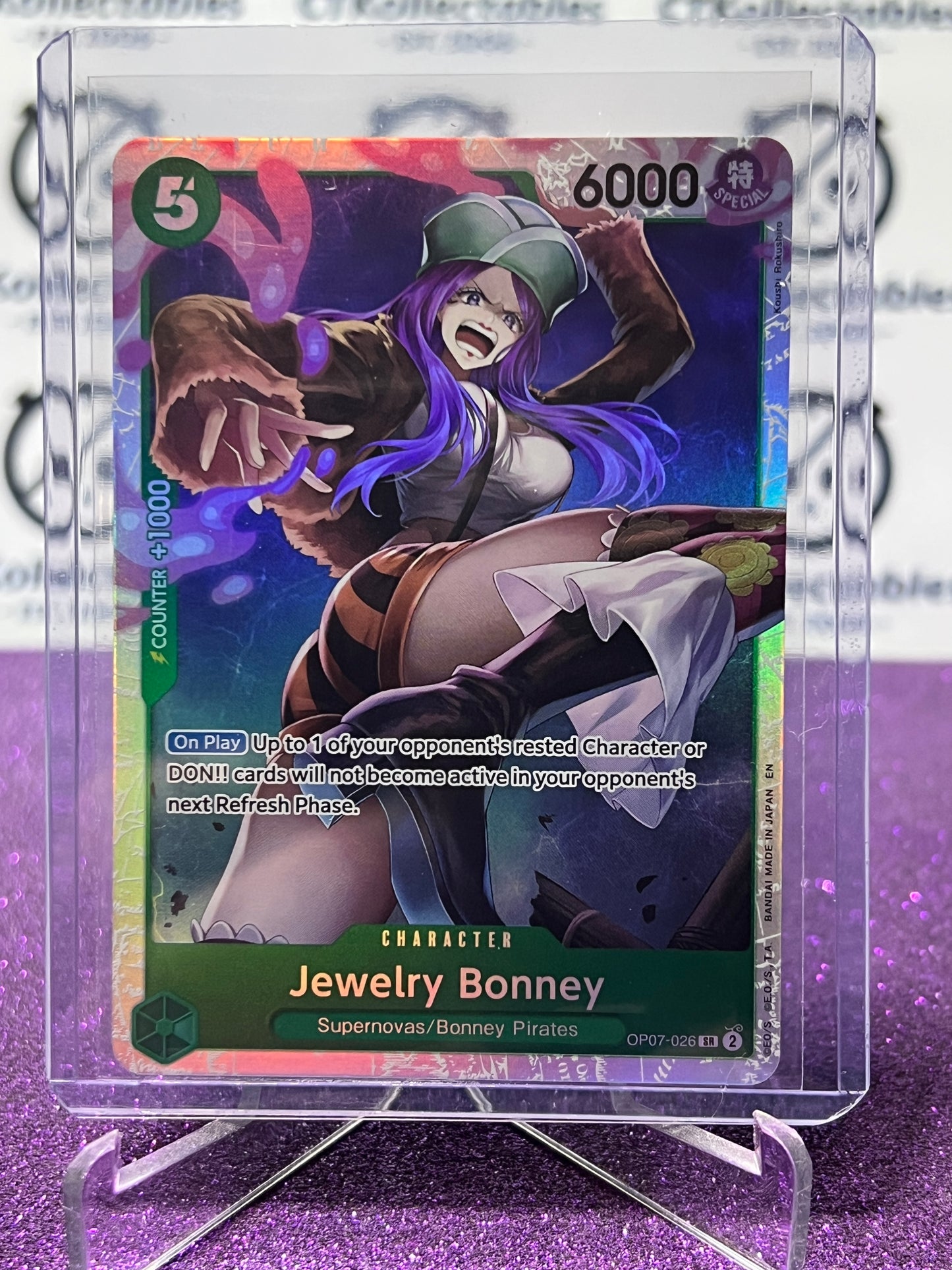 2025 ONE PIECE THE BEST V2 JEWELRY BONNEY # OP07-026 SR FOIL ENGLISH TRADING GAME CARD