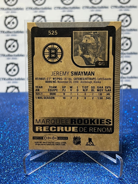 2021-22 O-PEE-CHEE JEREMY SWAYMAN # 525 MARQUEE ROOKIE BOSTON BRUINS NHL HOCKEY CARD