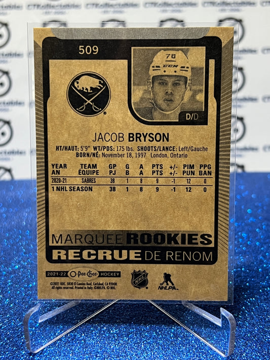 2021-22 O-PEE CHEE JACOB BRYSON # 509 MARQUEE ROOKIE BUFFALO SABRES NHL HOCKEY TRADING CARD