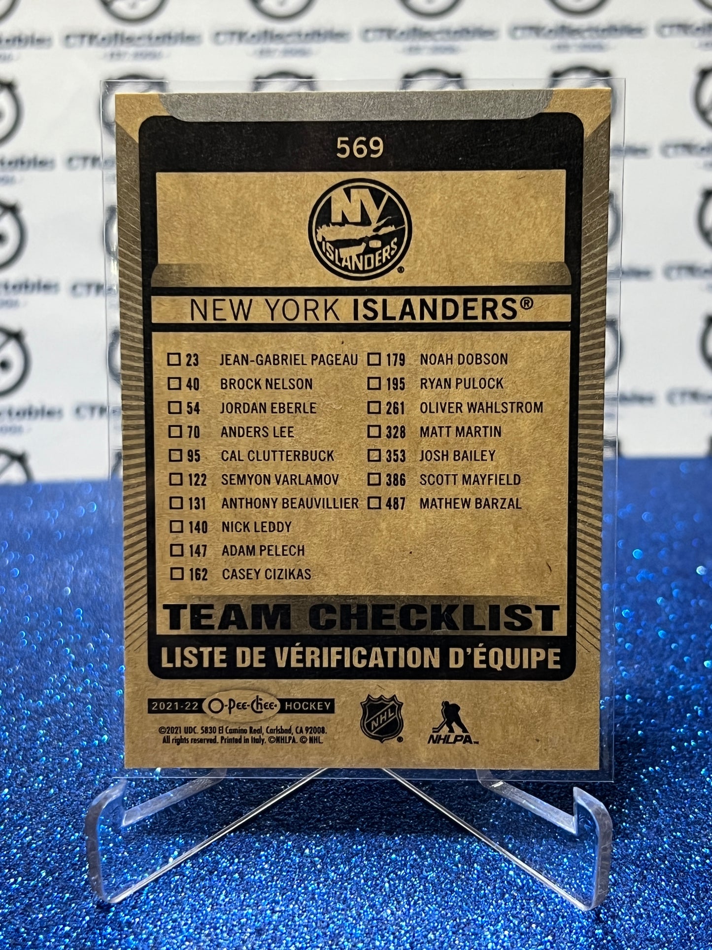 2021-22 O-PEE-CHEE TEAM CHECKLIST # 569 NEW YORK ISLANDERS HOCKEY CARD