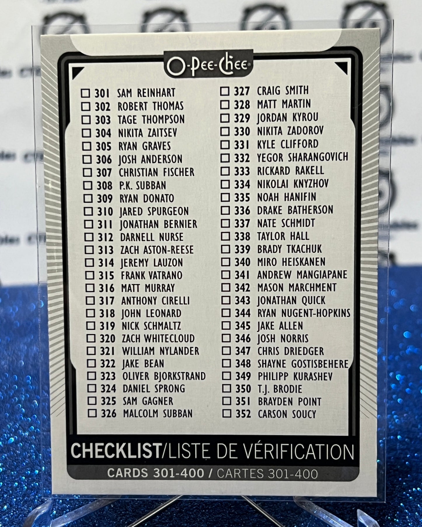 2021-22 O-PEE-CHEE TEAM CHECKLIST # 400 NHL HOCKEY CARD