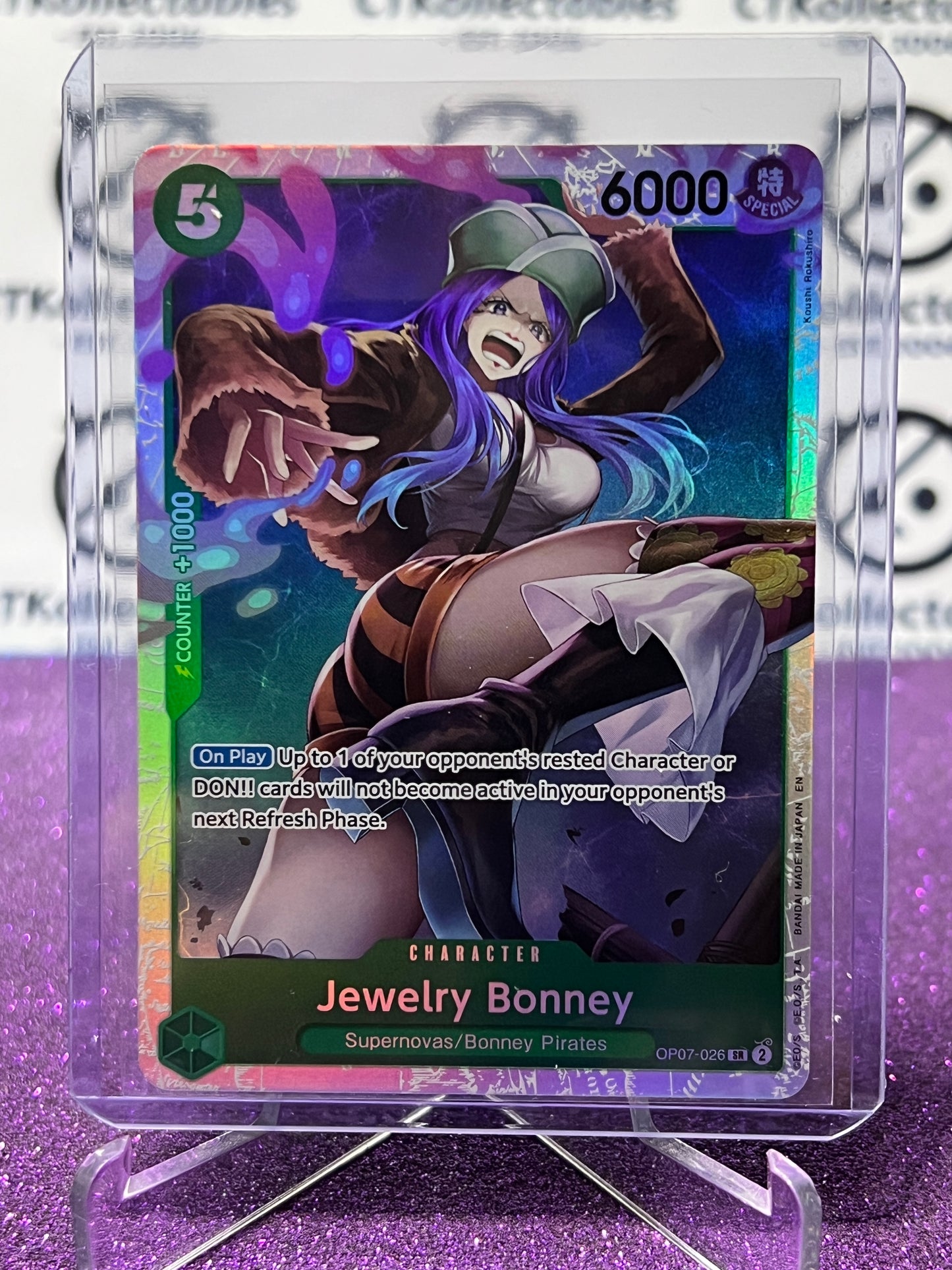 2025 ONE PIECE THE BEST V2 JEWELRY BONNEY # OP07-026 SR FOIL ENGLISH TRADING GAME CARD