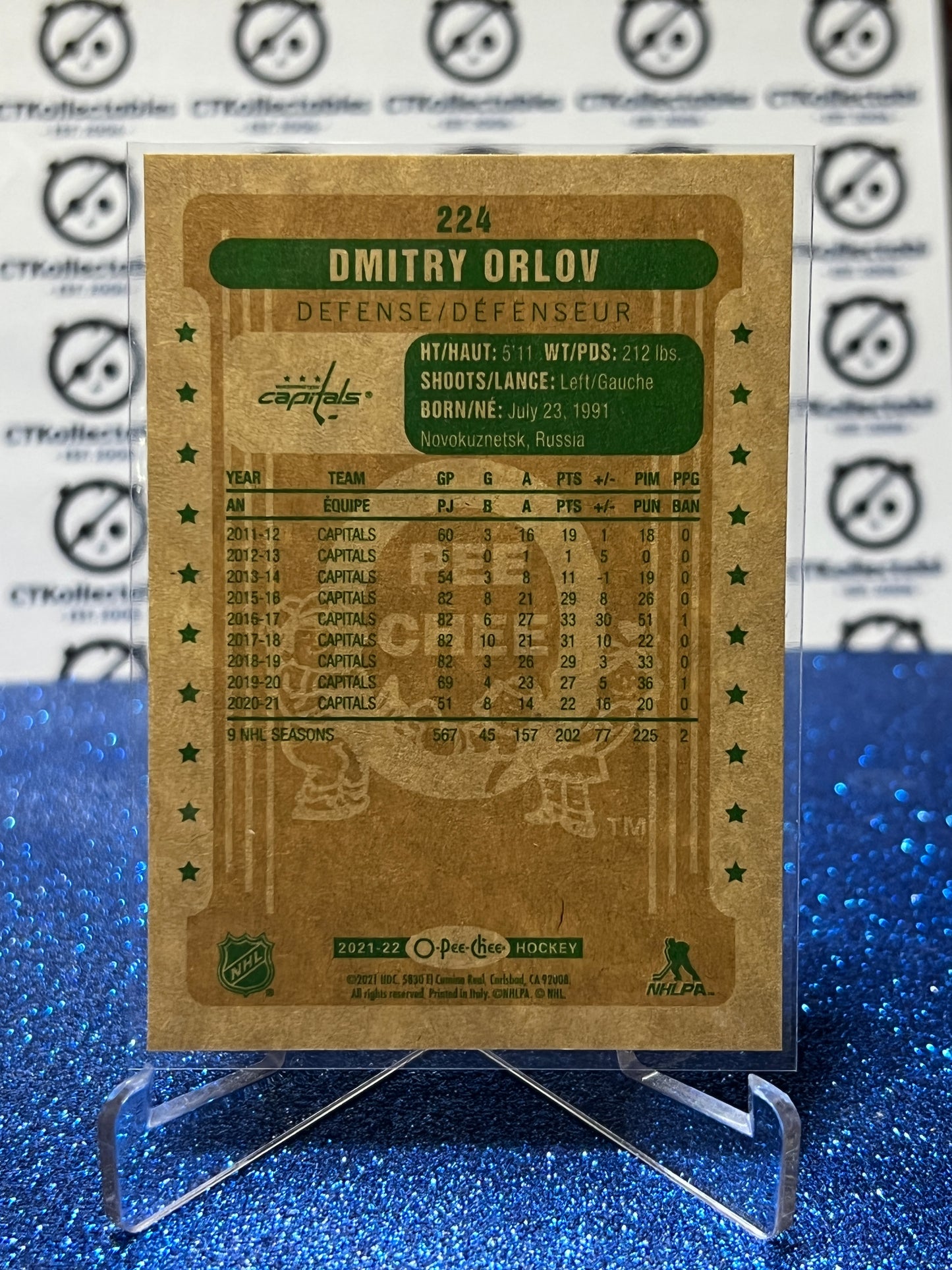 2021-22 O-PEE-CHEE DMITRY ORLOV # 224 RETRO WASHINGTON CAPITALS NHL HOCKEY CARD