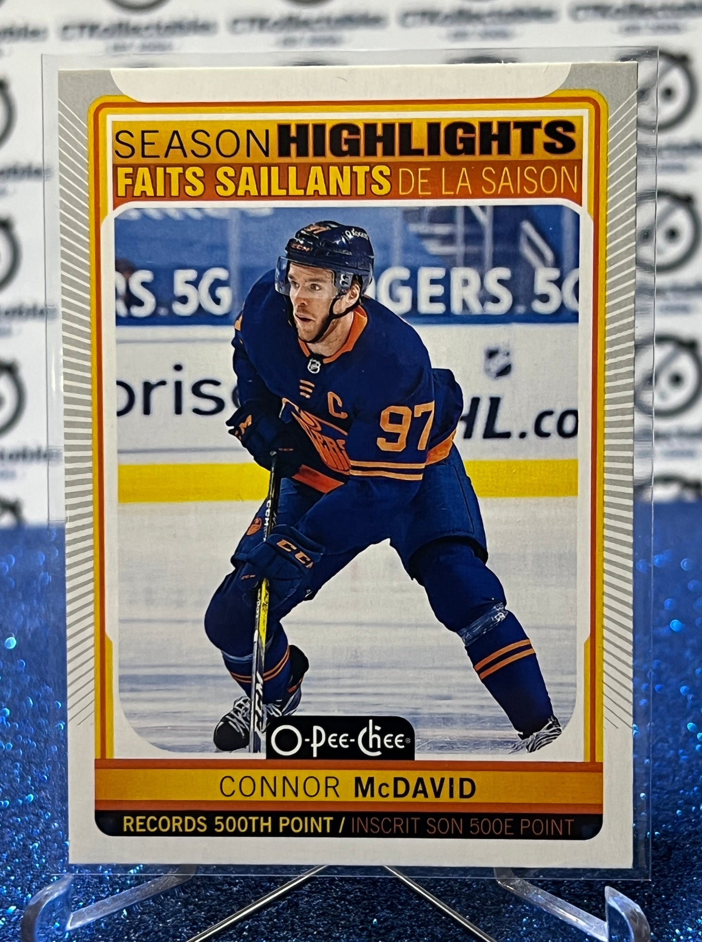 2021-22 O-PEE-CHEE CONNOR McDAVID # 599 SEASON HIGHLIGHTS EDMONTON OILERS NHL HOCKEY CARD