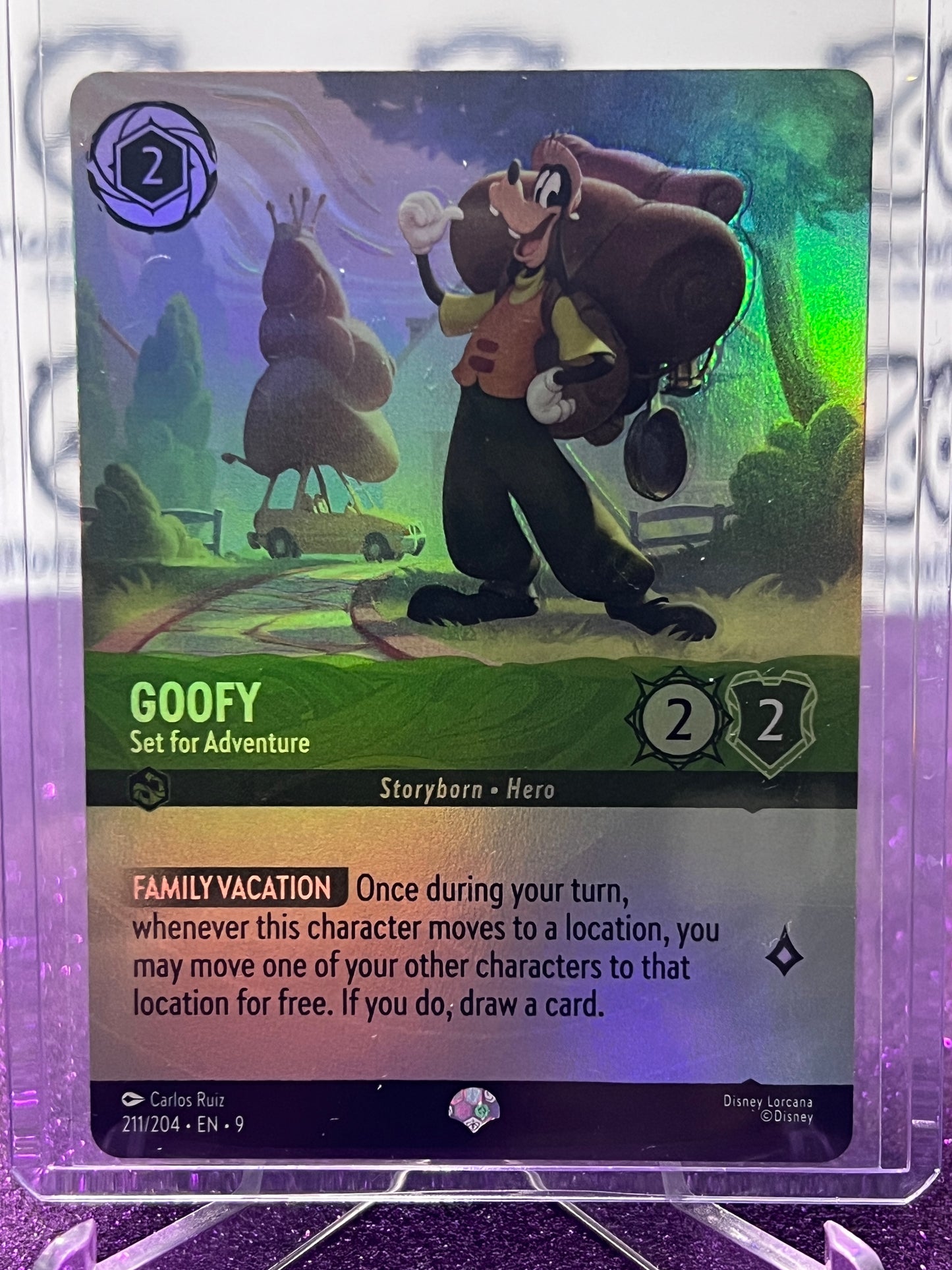 2025 DISNEY LORCANA FABLED GOOFY 211/204 SUPER RARE FOIL GAME CARD