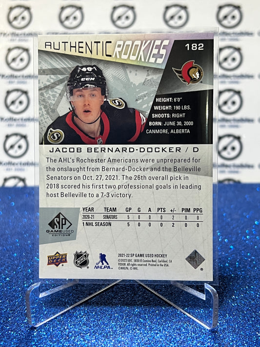 2021-22 UPPER DECK SP JACOB BERNARD-DOCKER # 182 AUTHENTIC ROOKIE OTTAWA SENATORS HOCKEY CARD