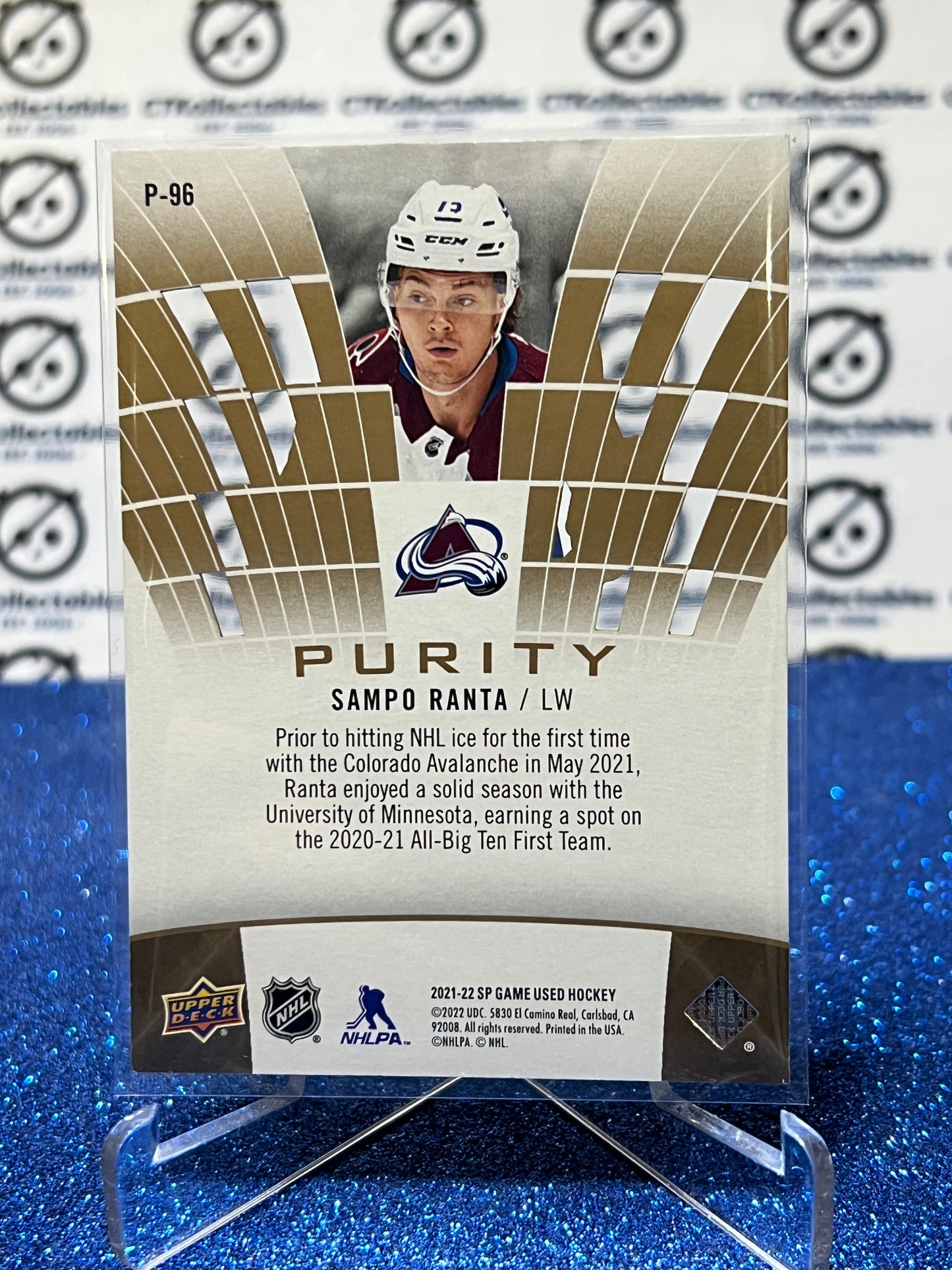 2021-22 UPPER DECK SP SAMPO RANTA # P-96 RC GOLD PURITY COLORADO AVALANCHE NHL HOCKEY TRADING CARD