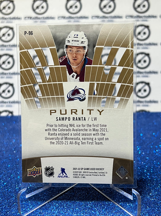 2021-22 UPPER DECK SP SAMPO RANTA # P-96 RC GOLD PURITY COLORADO AVALANCHE NHL HOCKEY TRADING CARD