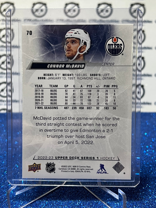 2022-23 UPPER DECK CONNOR McDAVID # 70 EDMONTON OILERS HOCKEY CARD