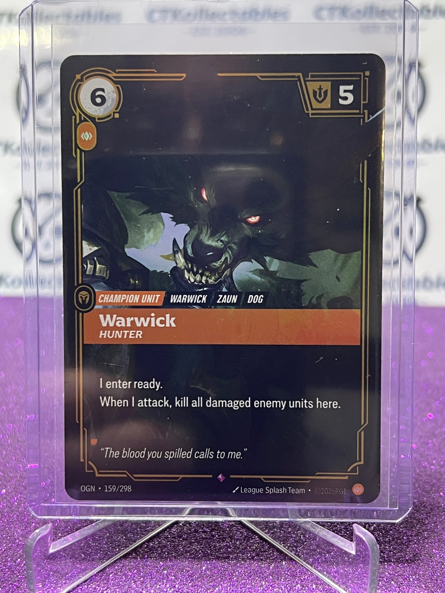 2025 RIFTBOUND LEAGUE OF LEGENDS WARWICK # 159/298 RARE FOIL TRADING GAME CARD