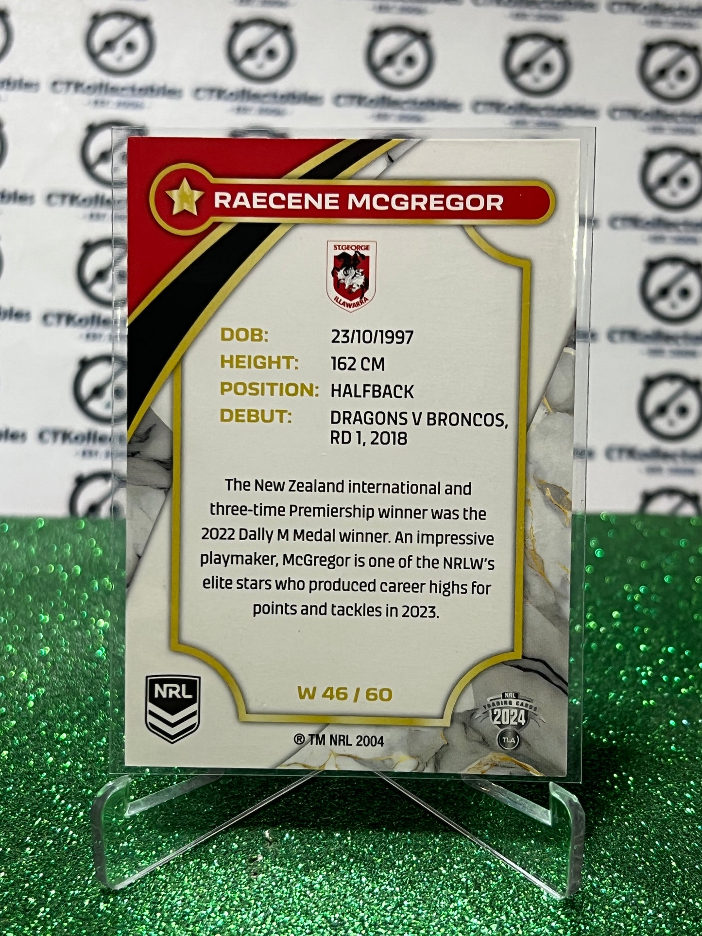 2024 NRL TRADERS TITANIUM RAECENE MCGREGOR # W 46/60 ST. GEORGE DRAGONS