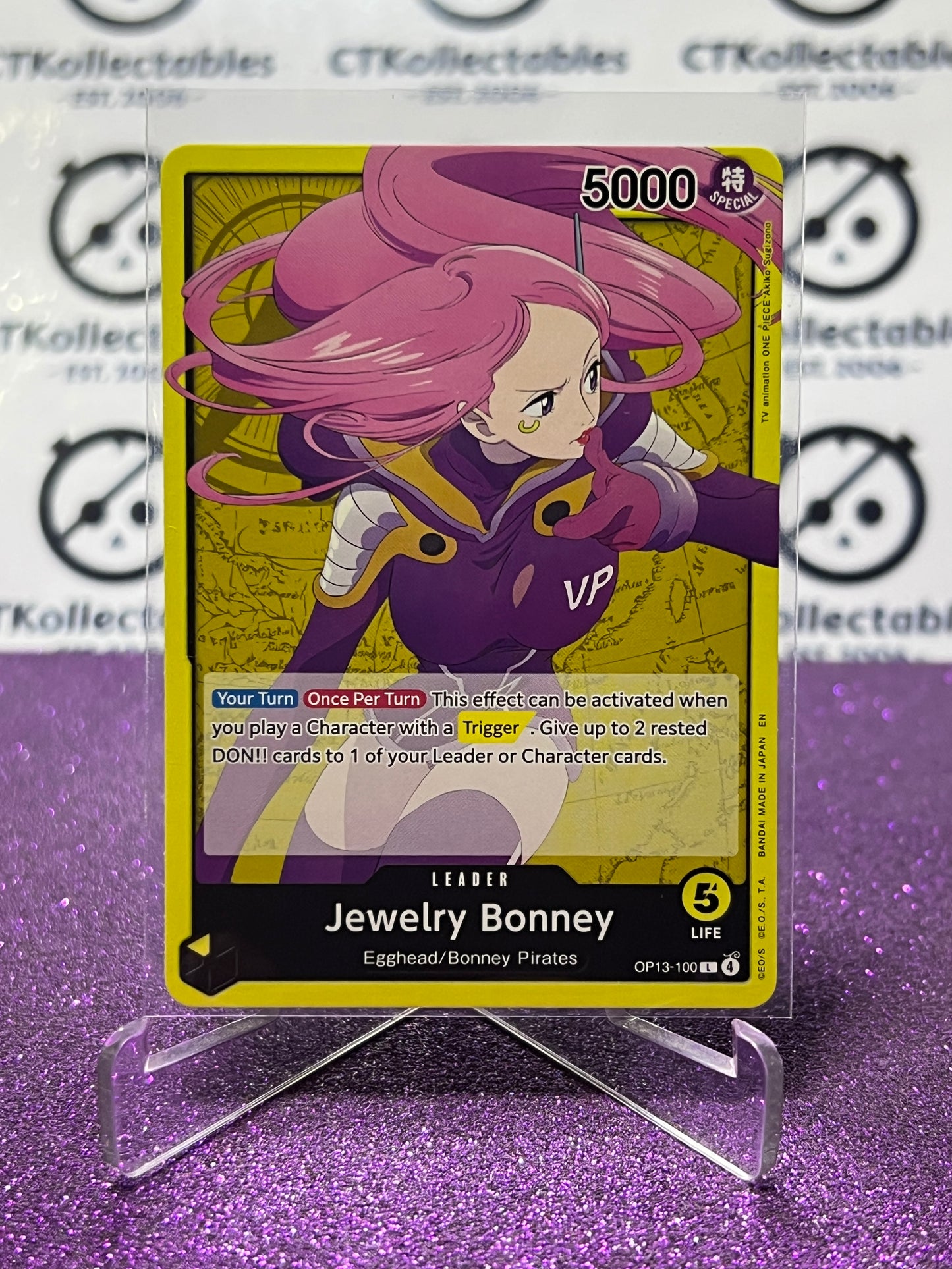 2025 ONE PIECE CARRYING ON HIS WILL JEWELRY BONNEY # OP13-100 L NON-FOIL ENGLISH TRADING GAME CARD