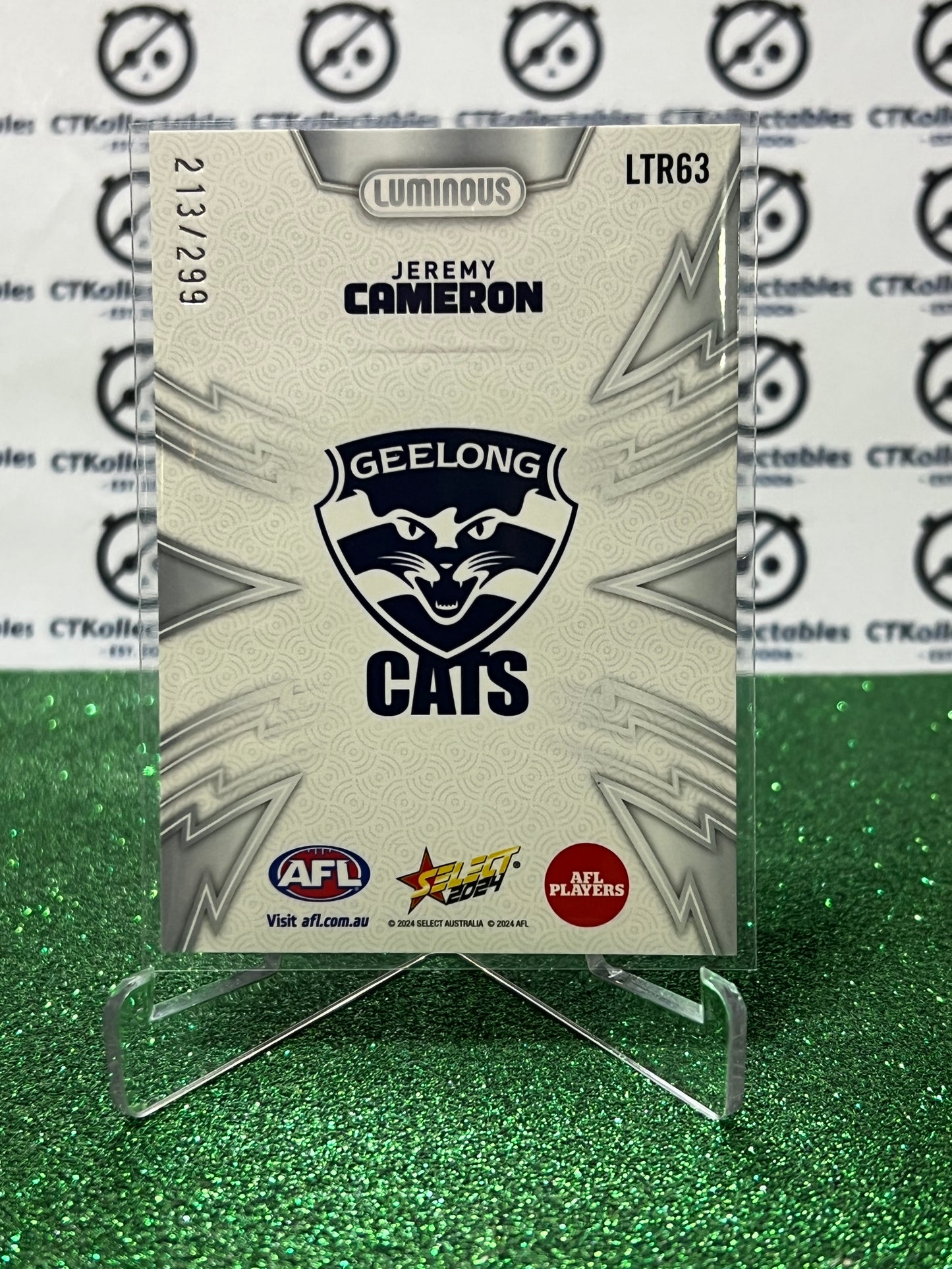 2024 AFL SELECT FOOTY STARS JEREMY CAMERON # LTR63 REFRACTOR #213/299 CATS