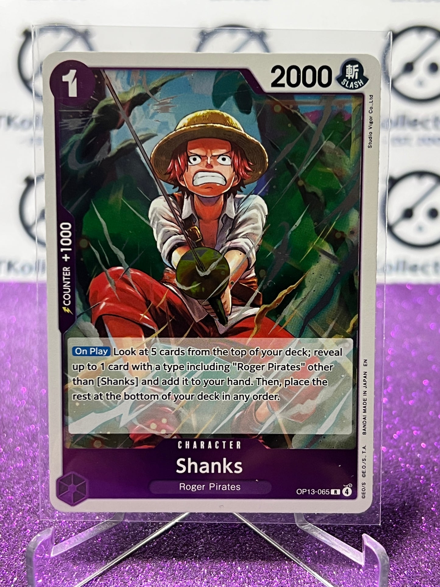 2025 ONE PIECE CARRYING ON HIS WILL SHANKS # OP13- 065 R FOIL ENGLISH TRADING GAME CARD