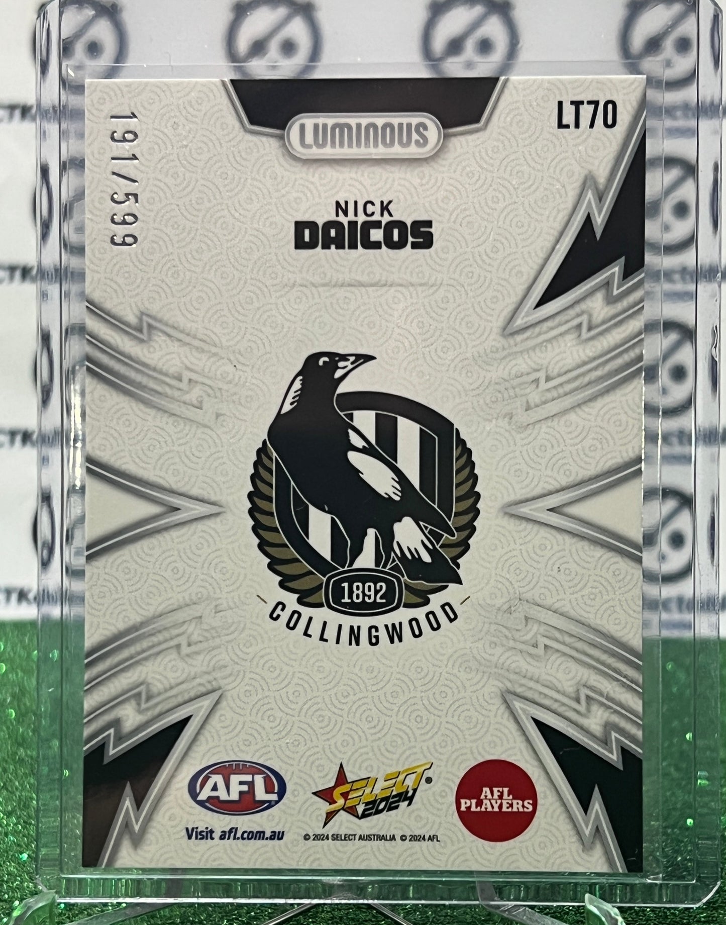 2024 AFL SELECT FOOTY STARS NICK DAICOS # LT70 LUMINOUS /599 COLLINGWOOD MAGPIES