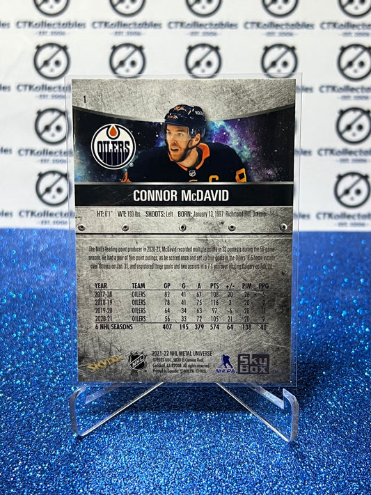 2021-22 SKYBOX METAL UNIVERSE CONNOR McDAVID # 1 NHL EDMONTON OILERS HOCKEY CARD
