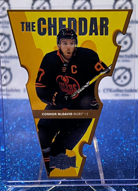 2021-22 SKYBOX METAL CONNOR McDAVID # TC-1 THE CHEDDAR ERROR EDMONTON OILERS HOCKEY CARD