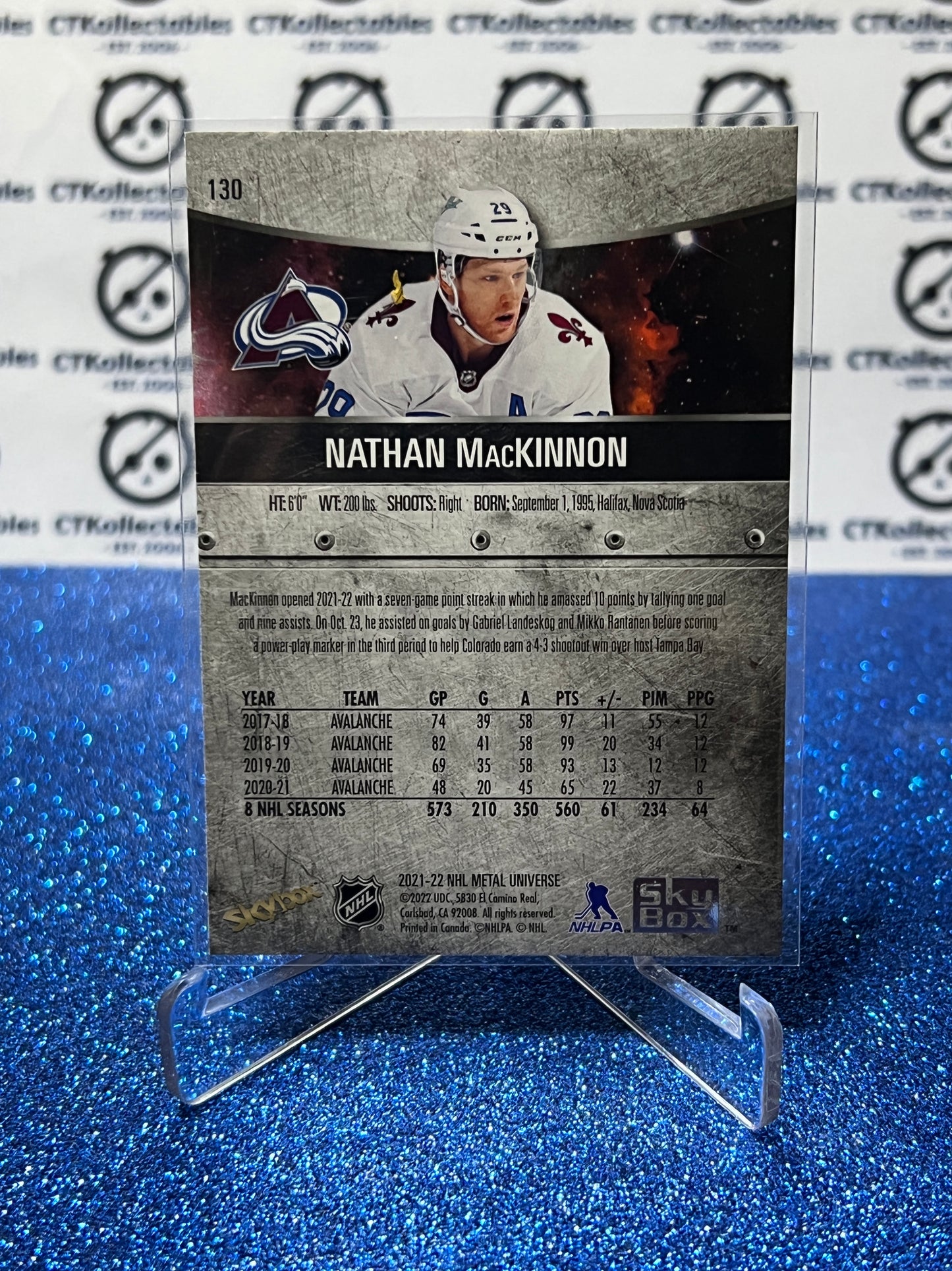 2021-22 SKYBOX METAL NATHAN MACKINNON # 130 COLORADO AVALANCHE HOCKEY CARD